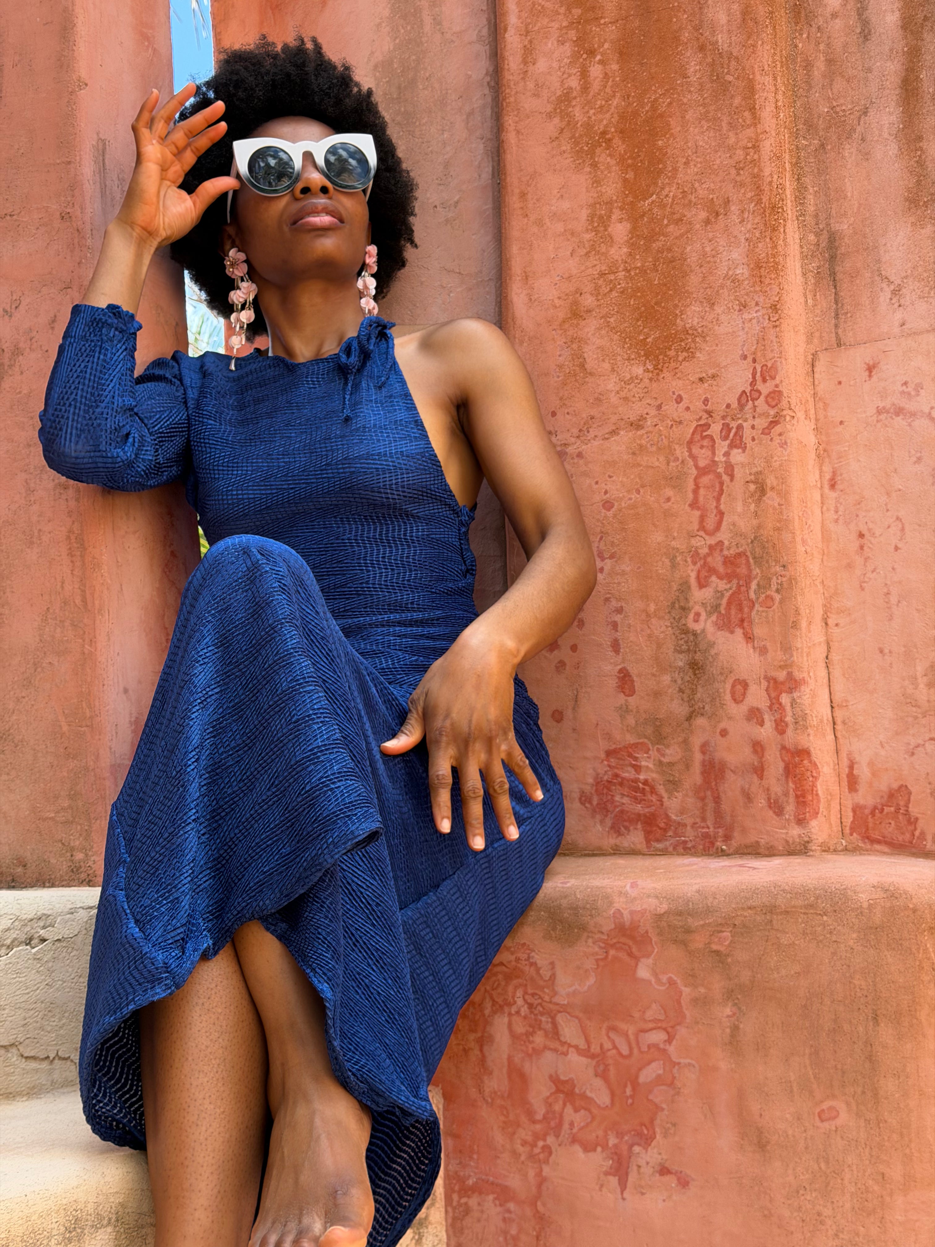 Femme Fatale – Electric Blue Asymmetric Maxi Dress