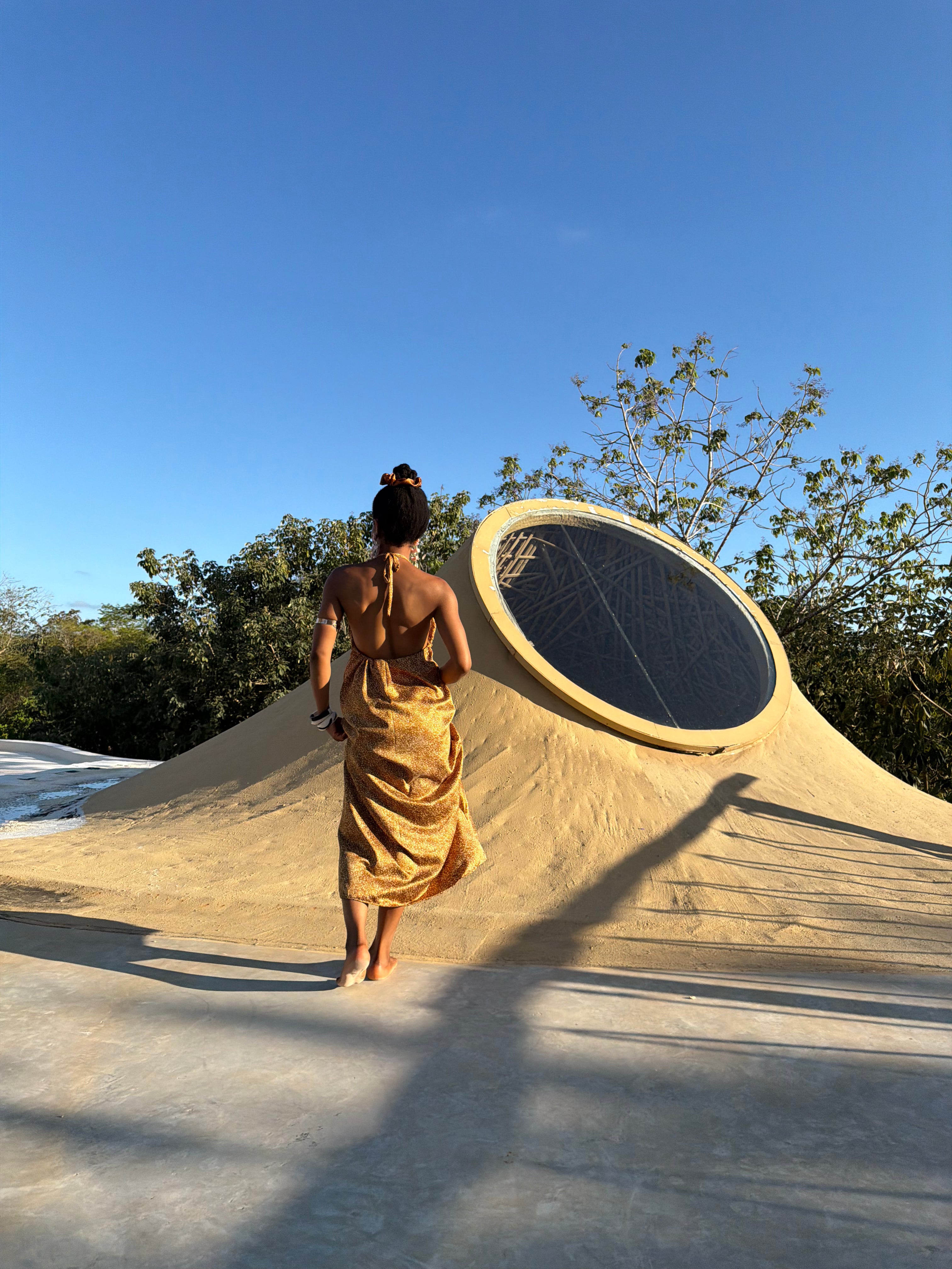 The Darego – Golden Silk-Satin Maxi Dress