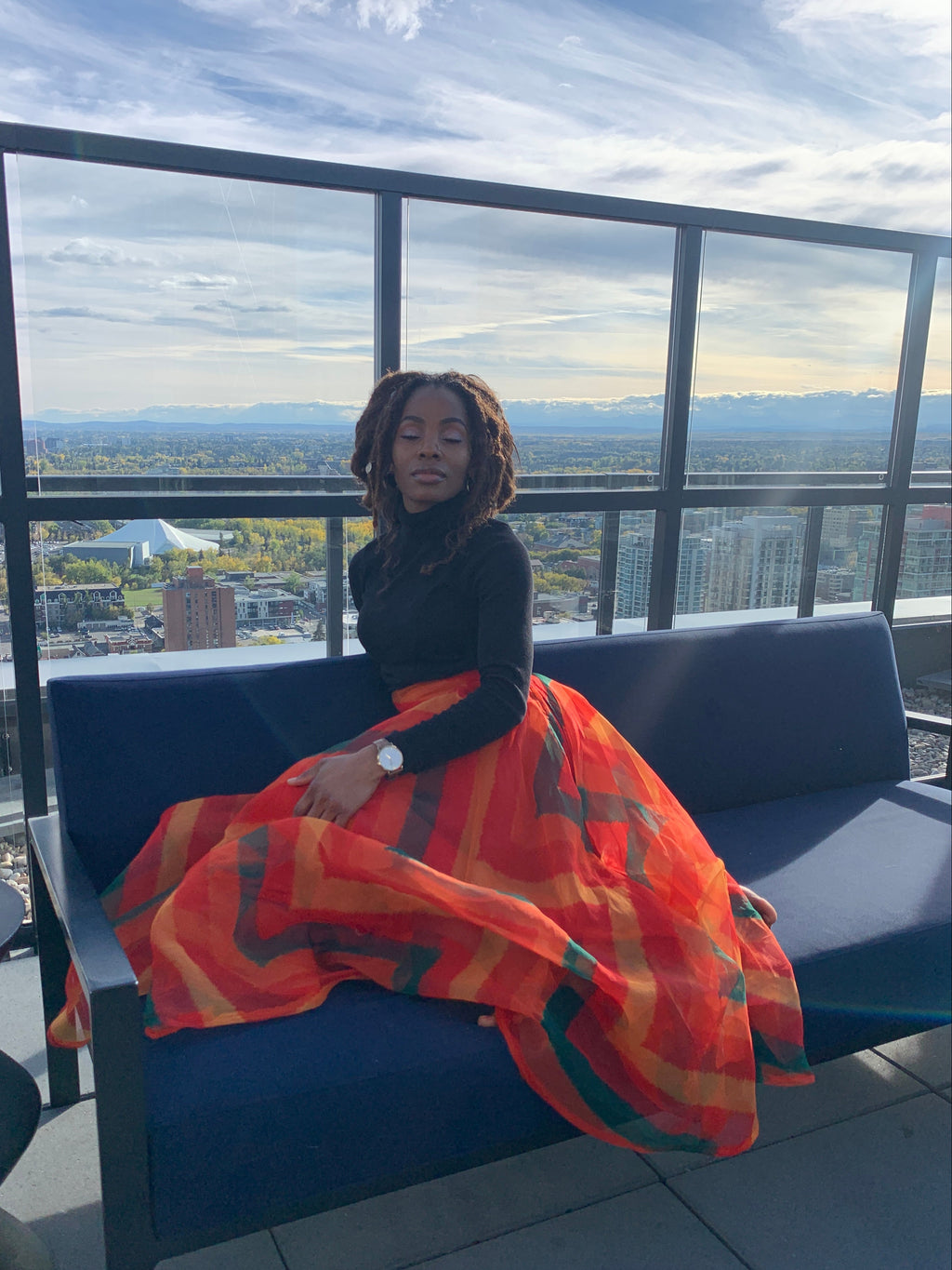 Wedding Guest Bold and Colorful Print Organza Maxi Circle Skirt