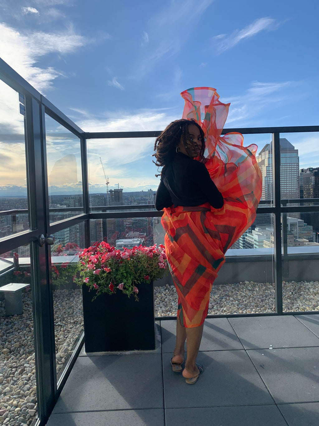Wedding Guest Bold and Colorful Print Organza Maxi Circle Skirt