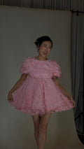 Pink Puff Sleeve Mini Dress